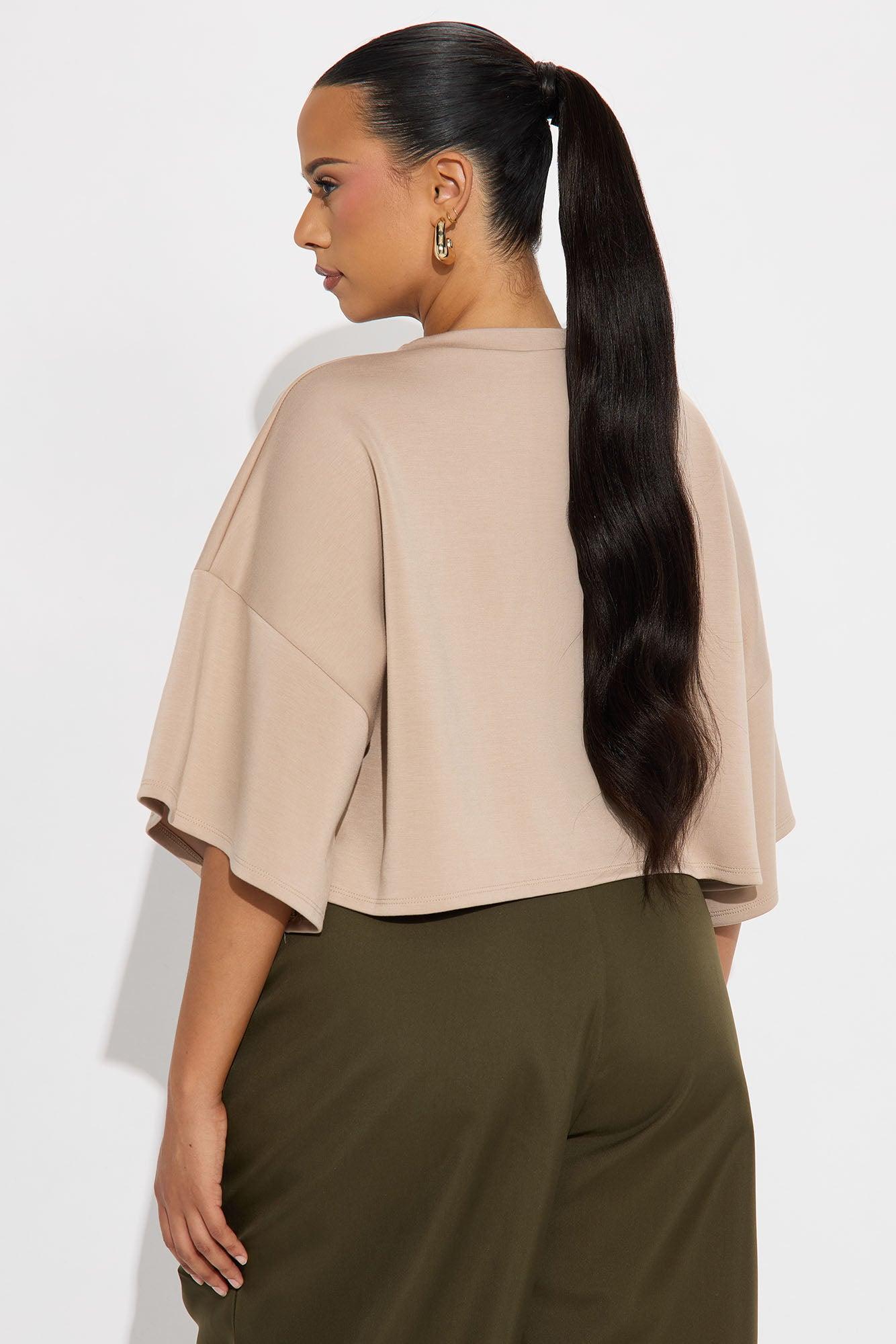 Avery Boxy Cropped Short Sleeve Tee - Taupe Female Product Image