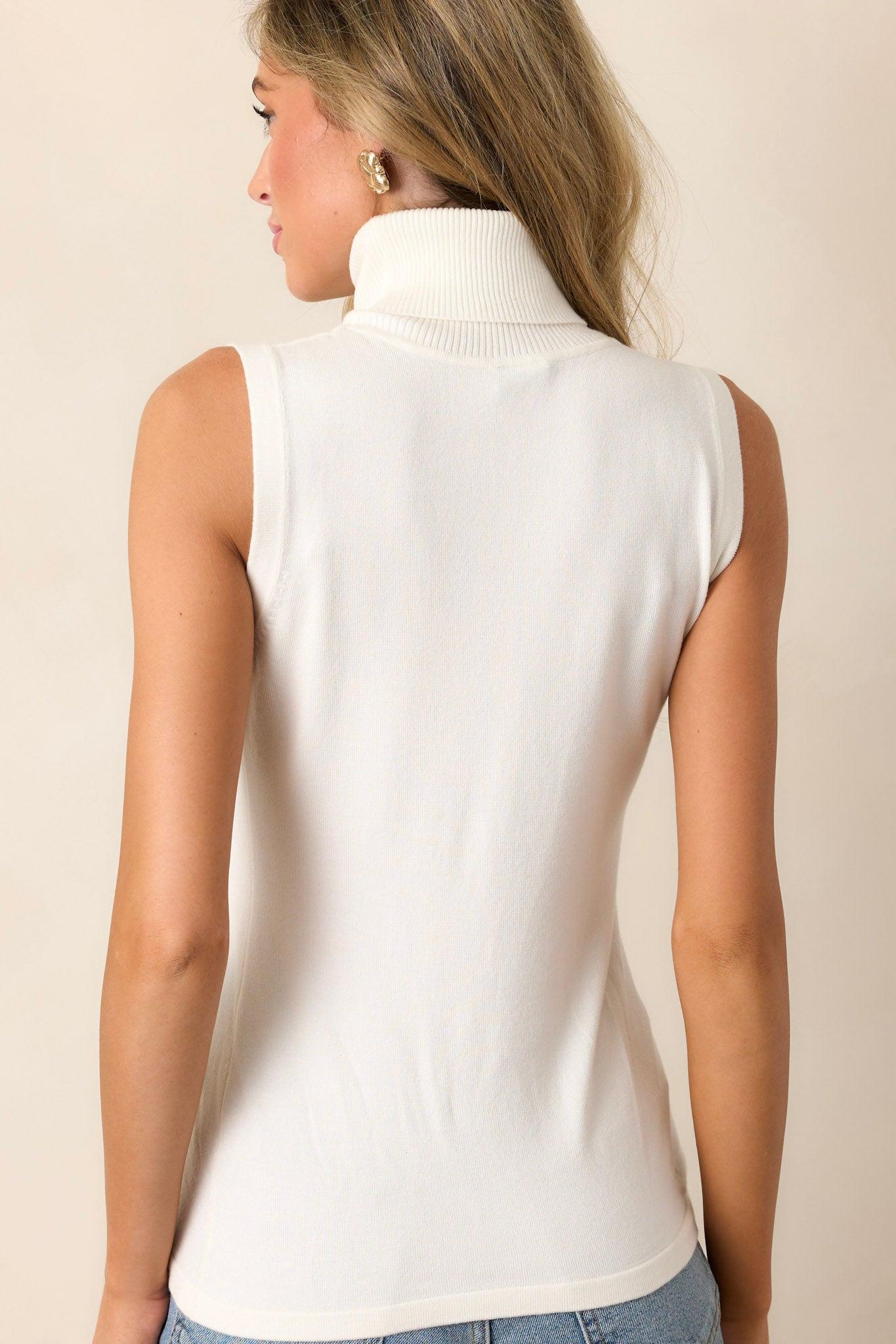 Peaceful Feelings Ivory Sleeveless Turtleneck Sweater Product Image