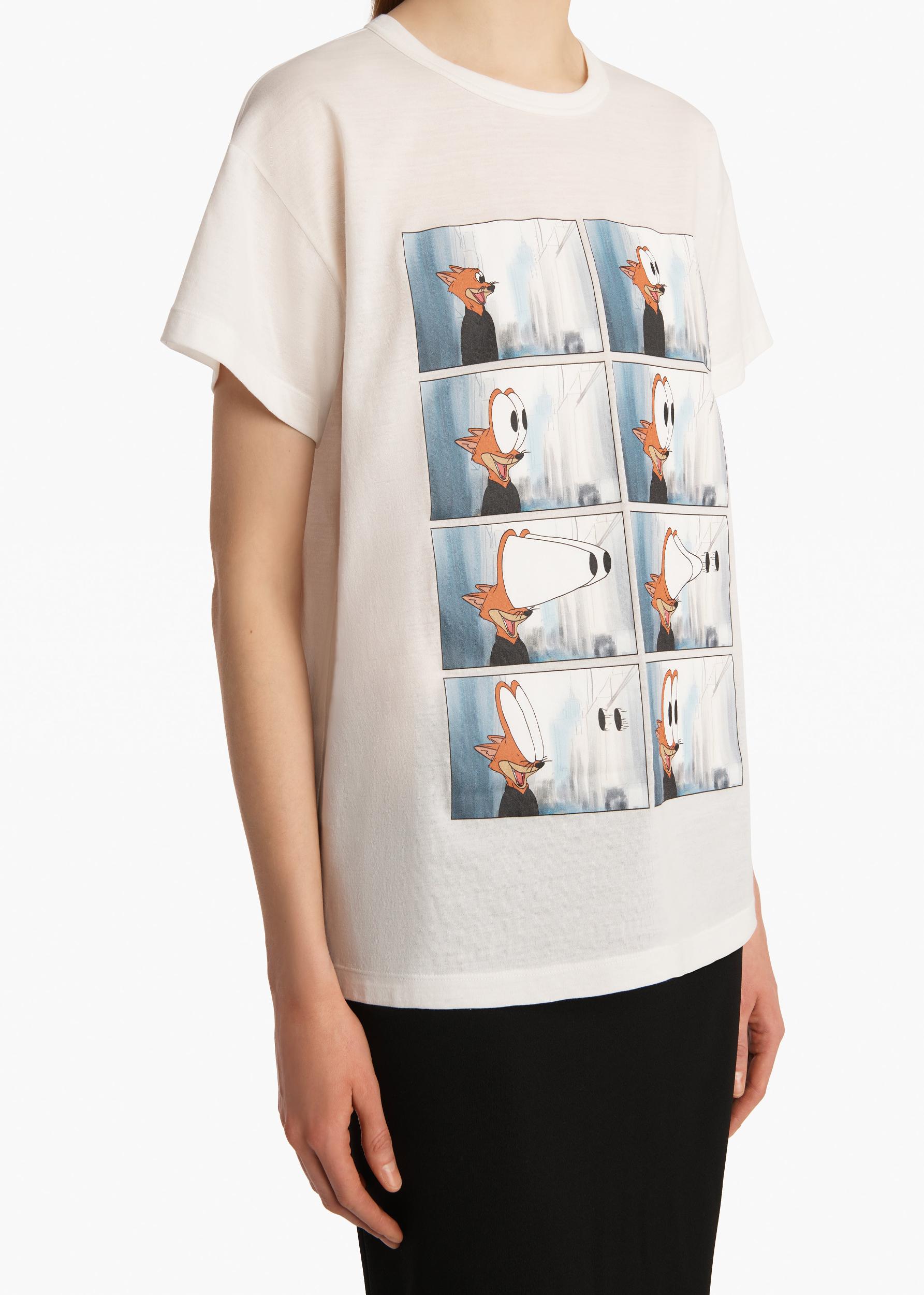 Maeve T-Shirt in White with Fox Print Product Image