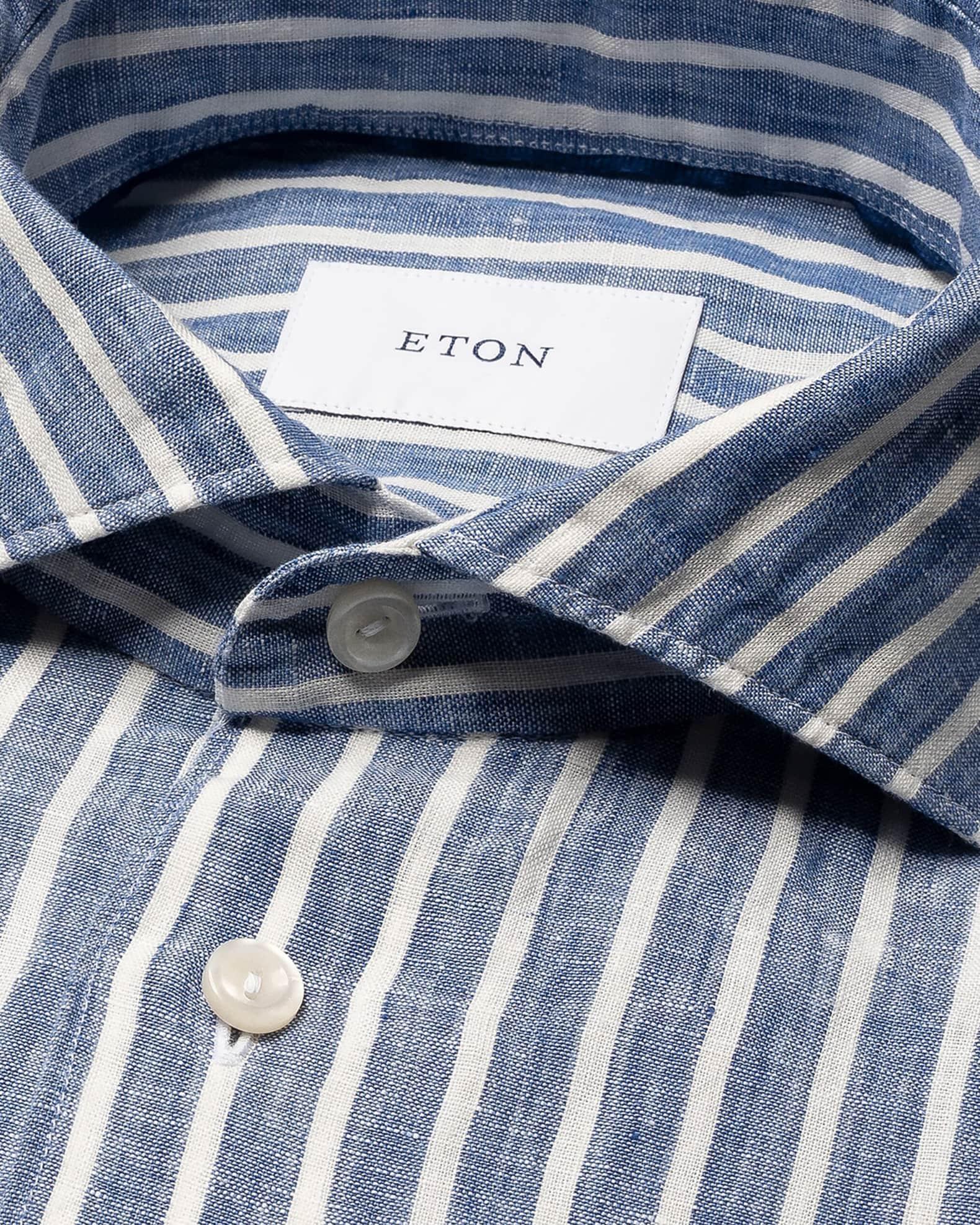 Mens Contemporary-Fit Striped Linen Shirt Product Image