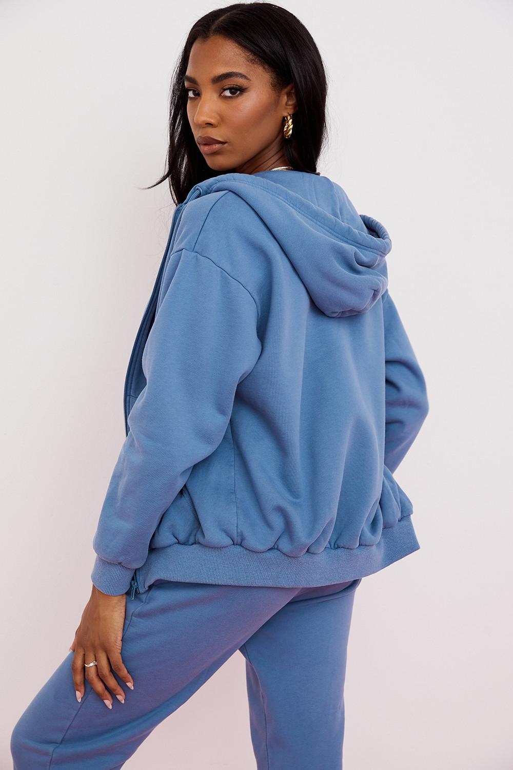 Storm  azure cotton fleece-back zip through hoodie Product Image