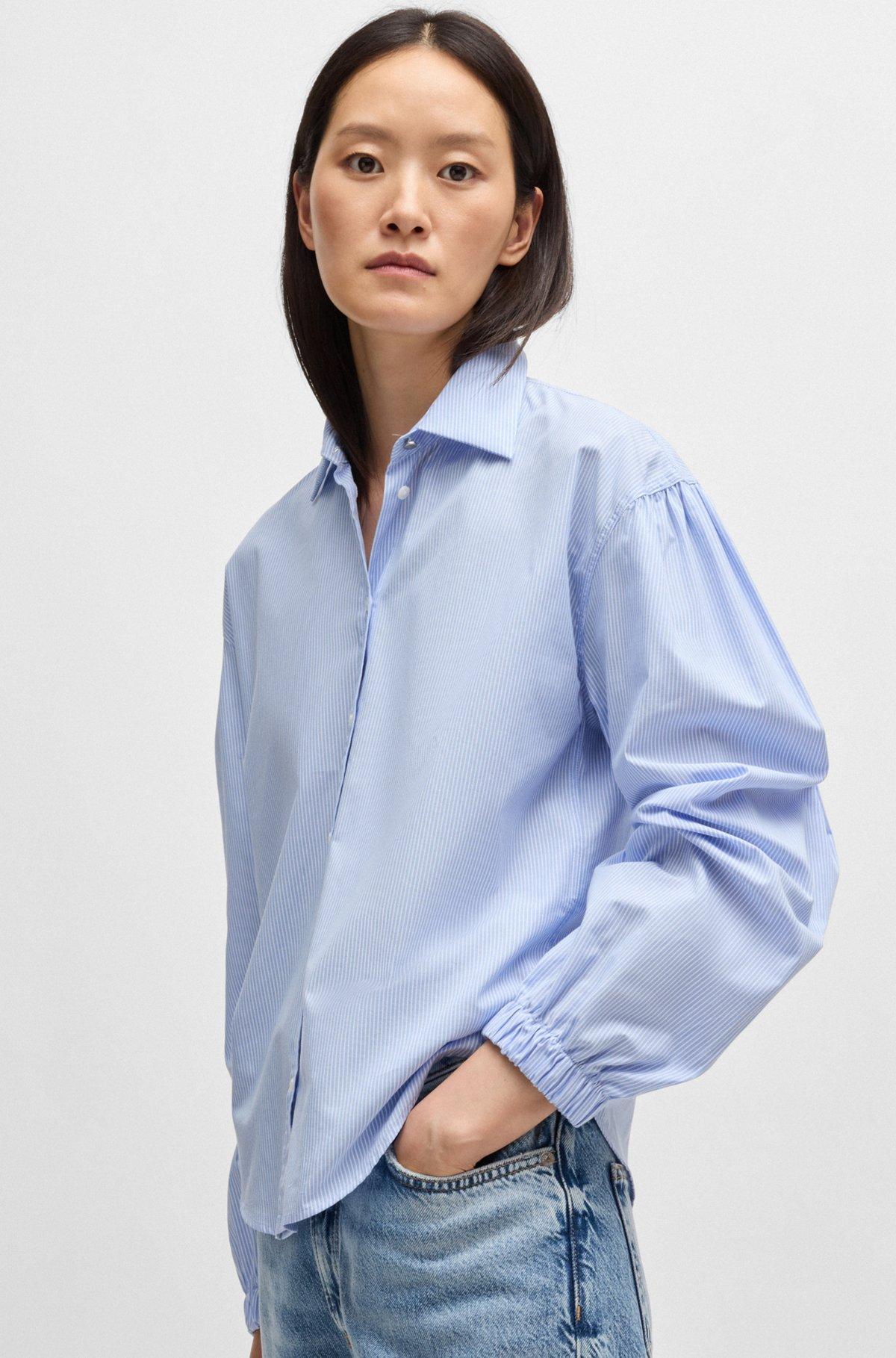 Regular-fit blouse in striped cotton poplin Product Image