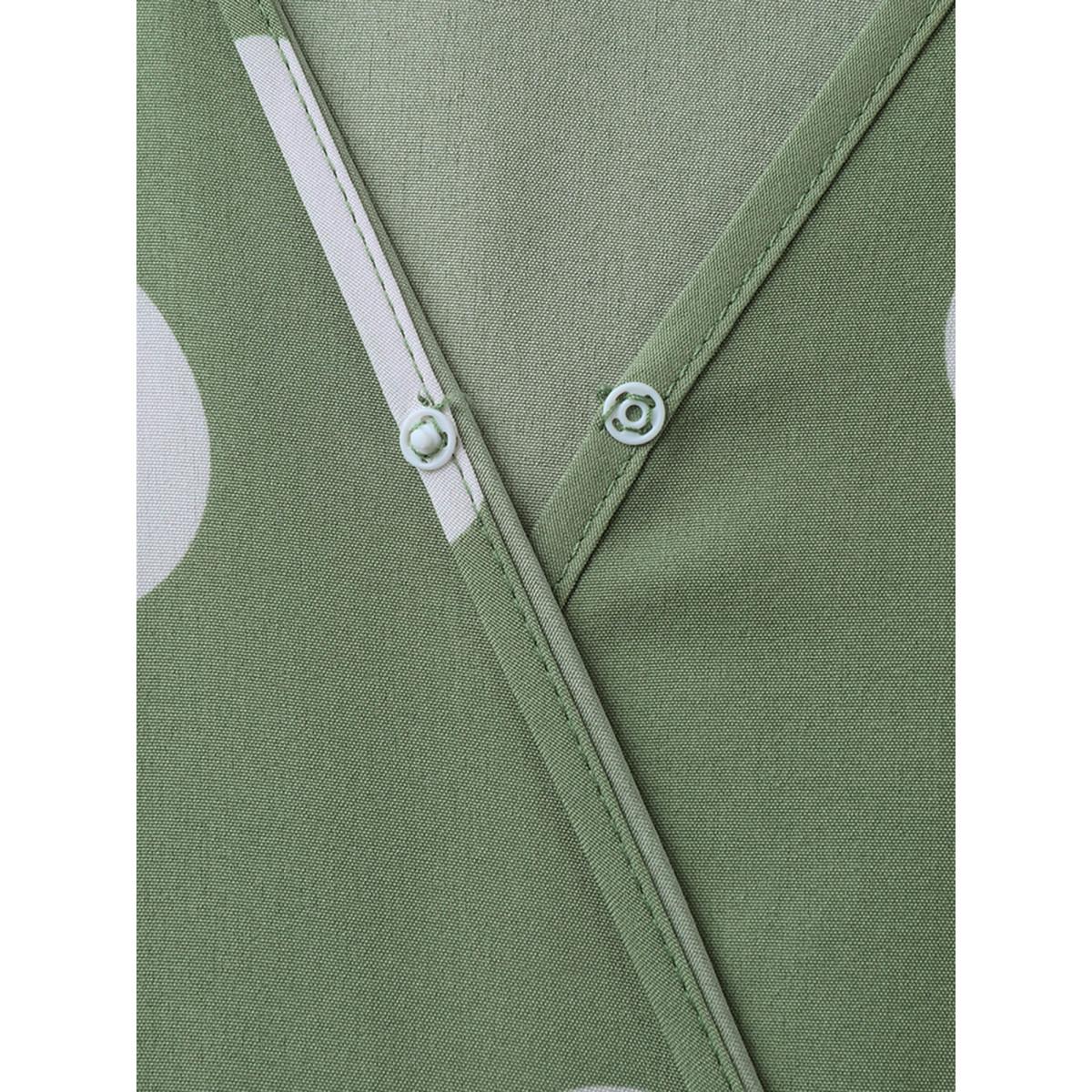 Plus Size Polka Dots Print Plicated Detail Maxi Dress Sage Women Overlap Collar Short sleeve Curvy BloomChic 10/M Product Image