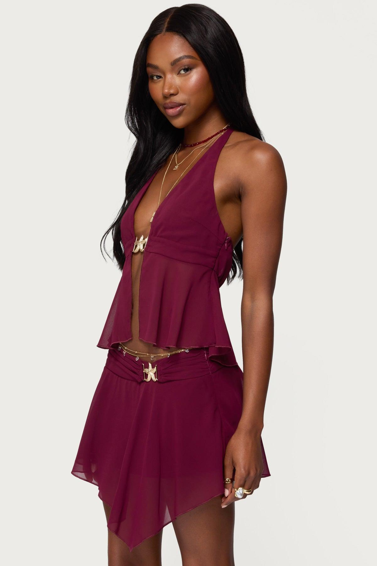 Sea Star Chiffon Split Front Top Product Image