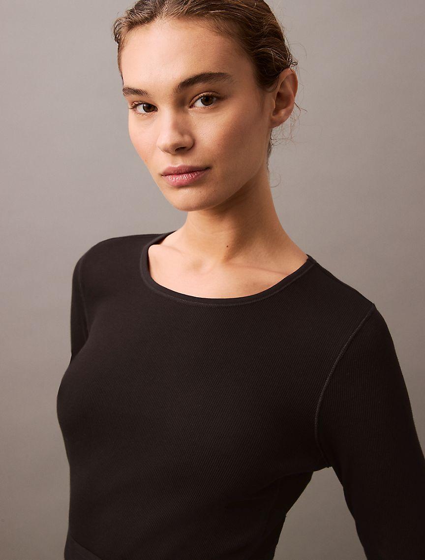 Cotton Stretch Rib Cropped T-Shirt Product Image