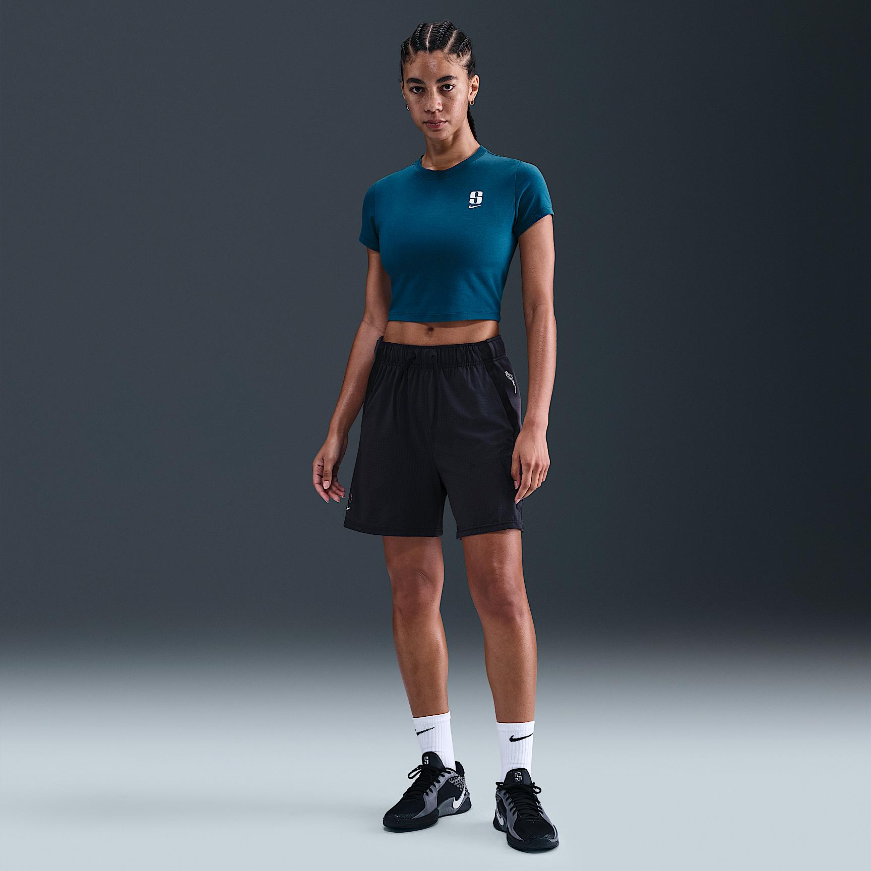 Nike Womens Sabrina Short-Sleeve Cropped T-Shirt | HV6990-415 Product Image