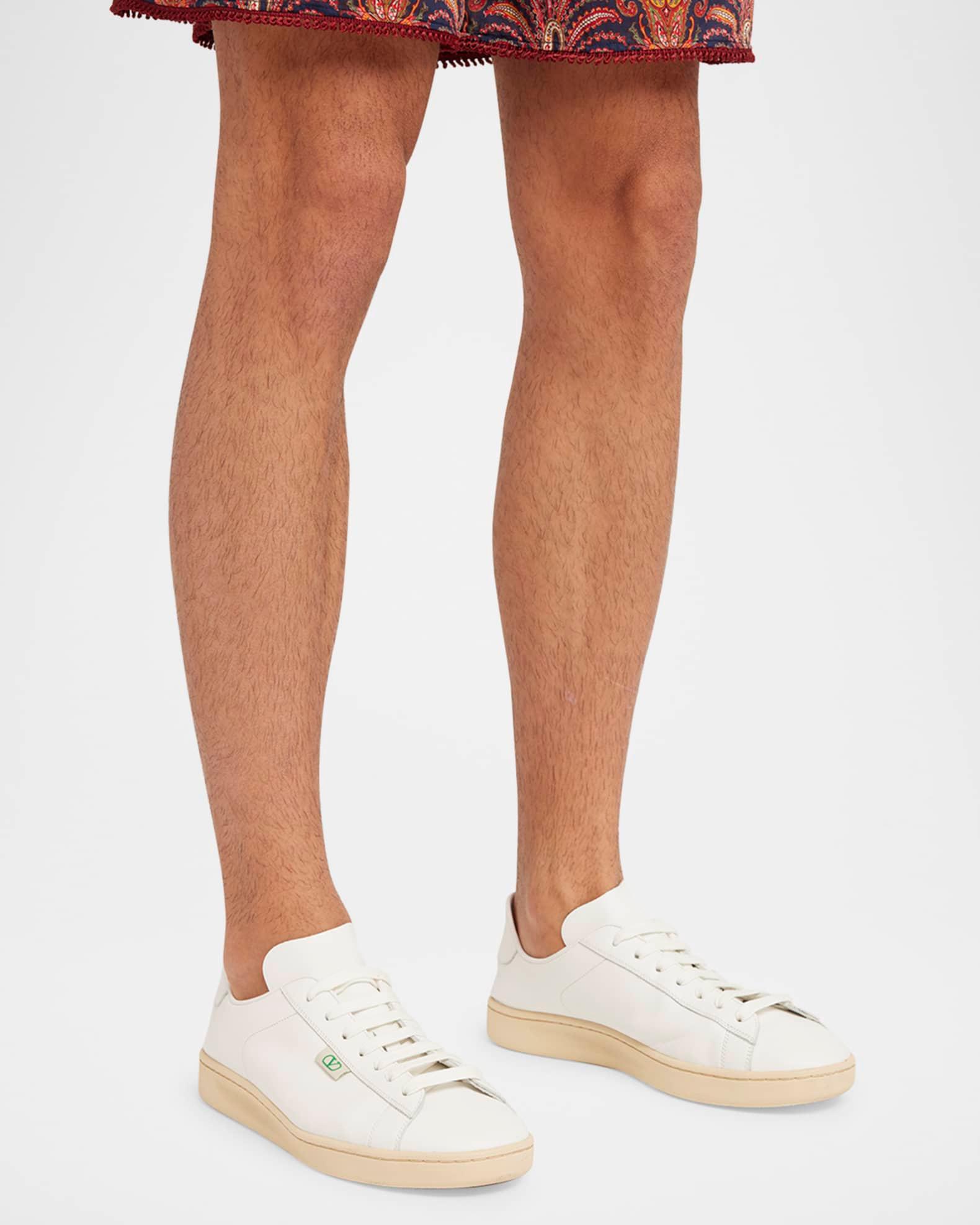 Men's Royco V Logo Calfskin Low-Top Sneakers Product Image