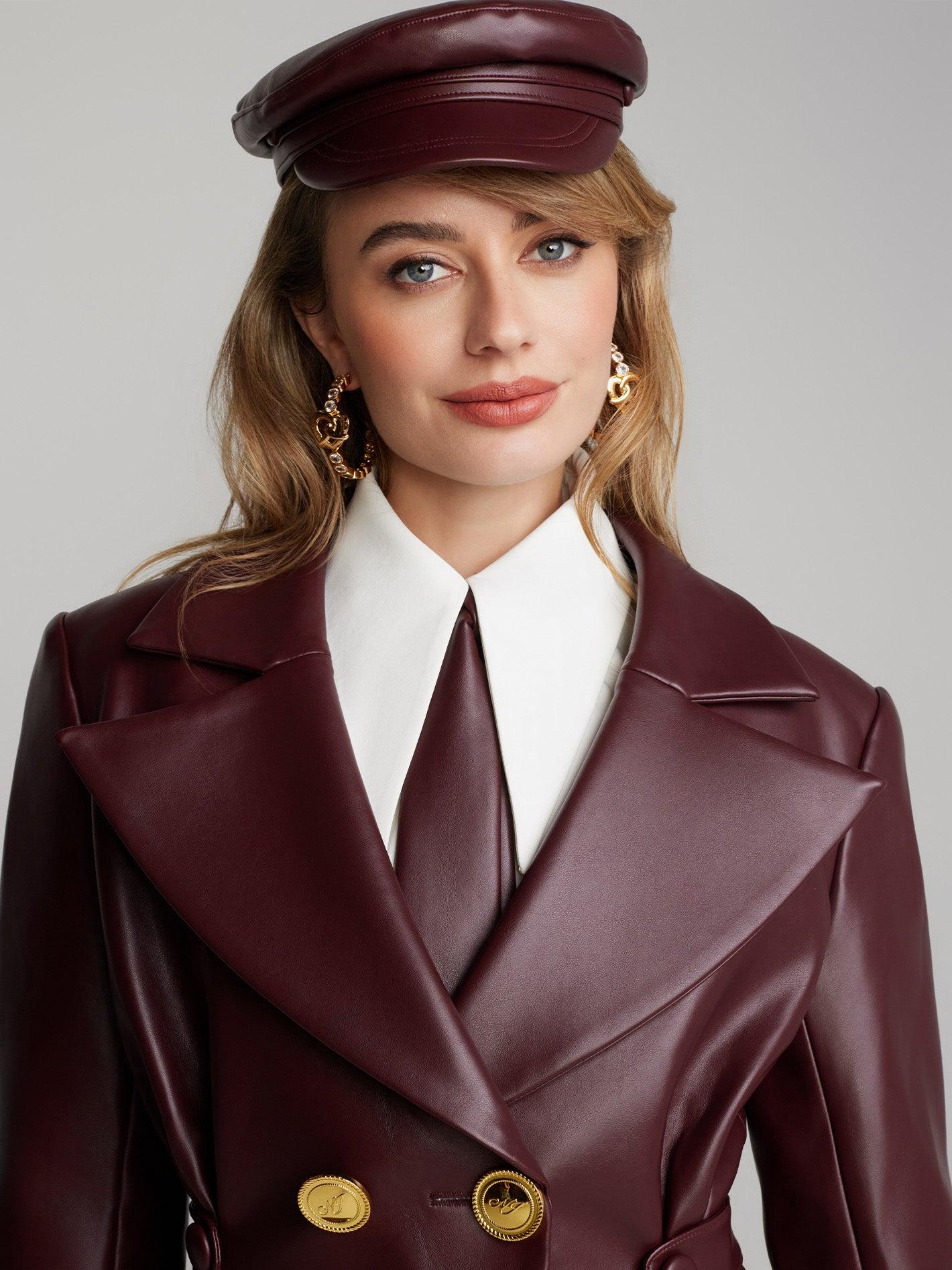 Mirabel Faux Leather Jacket (Brown) (Final Sale) Product Image