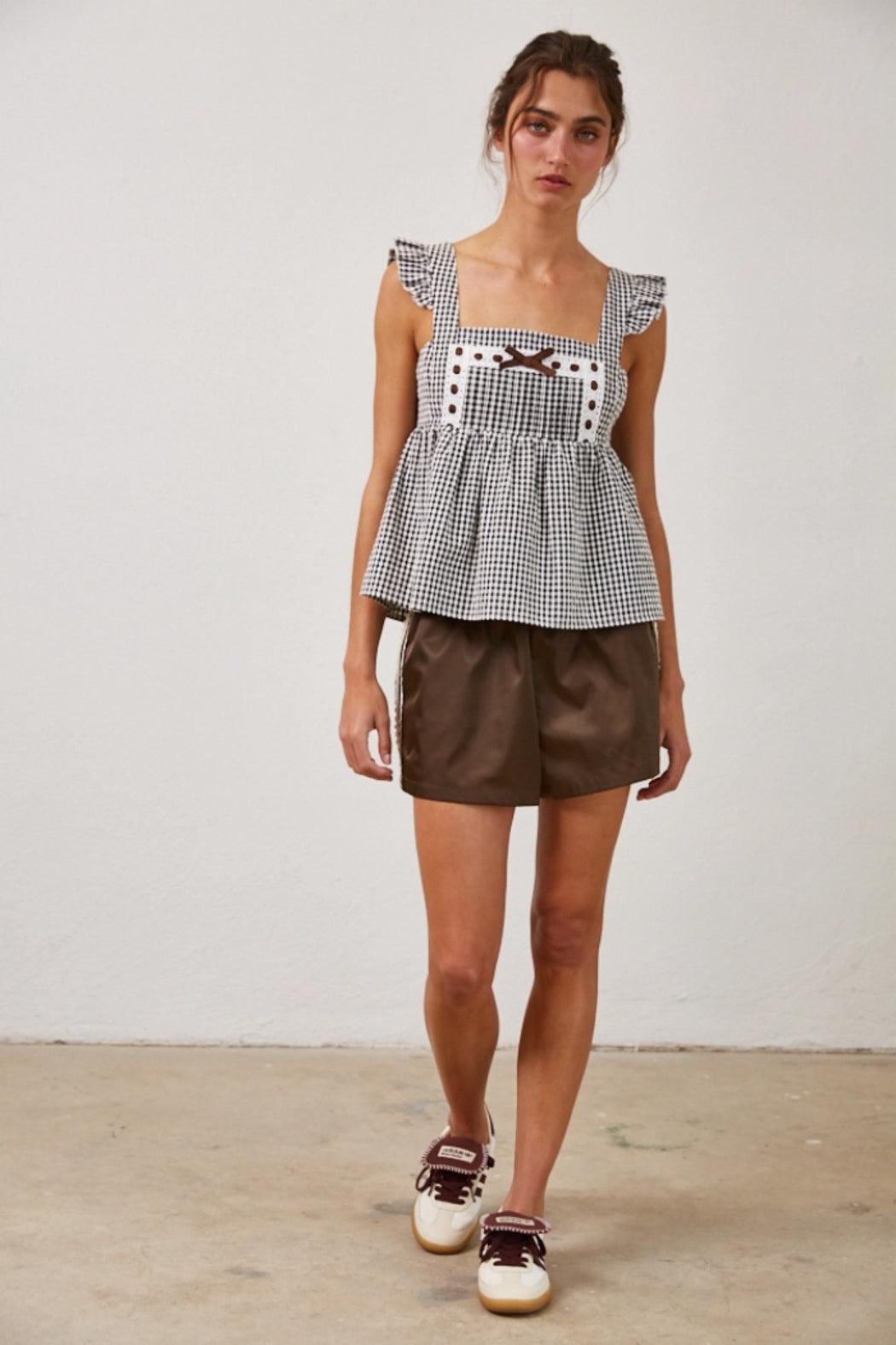 Gingham Bow Tie Top Product Image