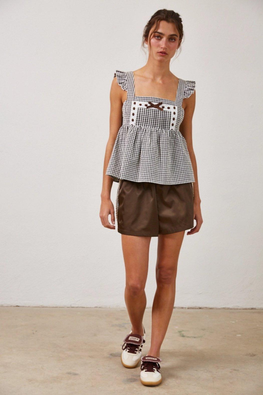 Gingham Bow Tie Top Product Image