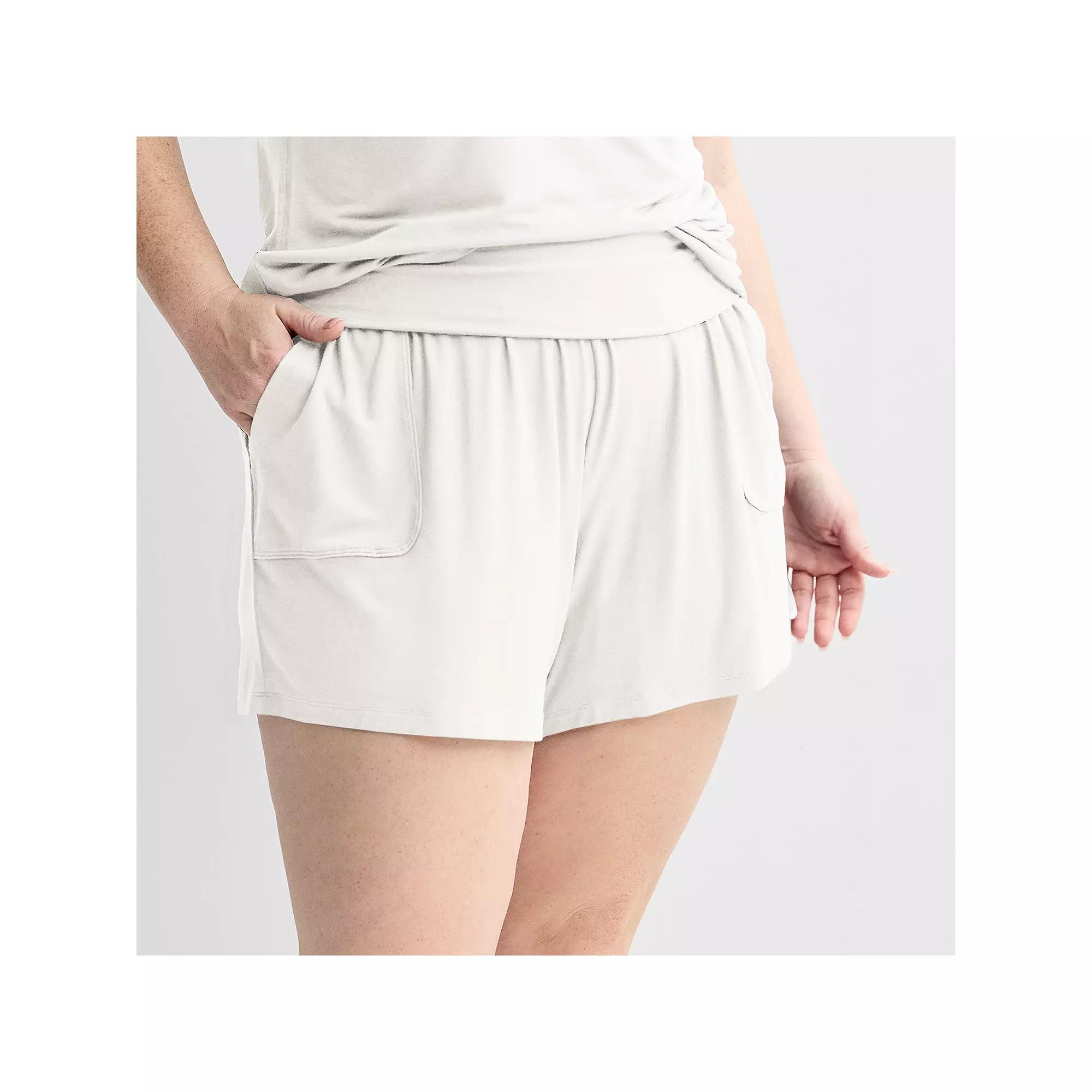 Plus Size Sonoma Goods For Life® Fold Over Sleep Shorts, Women's, Size: 2XL, Ivory Silk Product Image