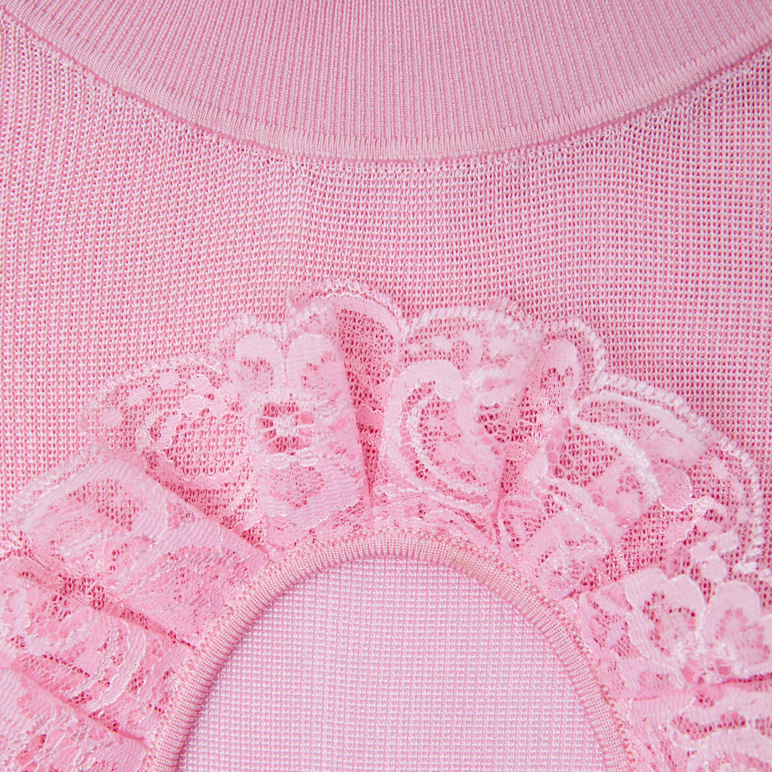 Pink Knit Cut Out Bodysuit Product Image