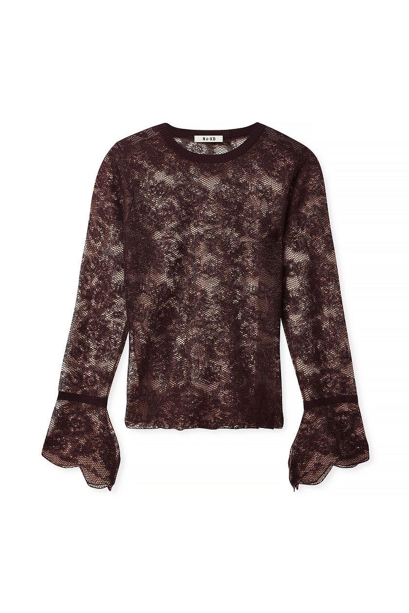 Lace Knitted Round Neck Top Product Image