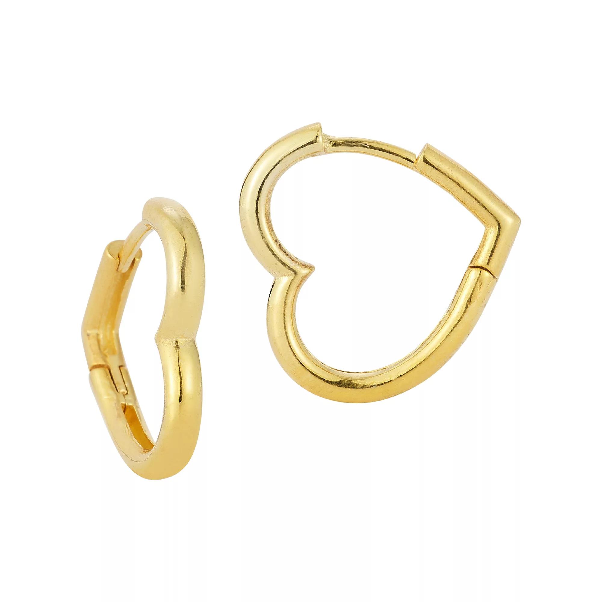 Sunkissed Sterling Big Heart Huggie Hoop Earrings, Women's, Gold Tone Product Image