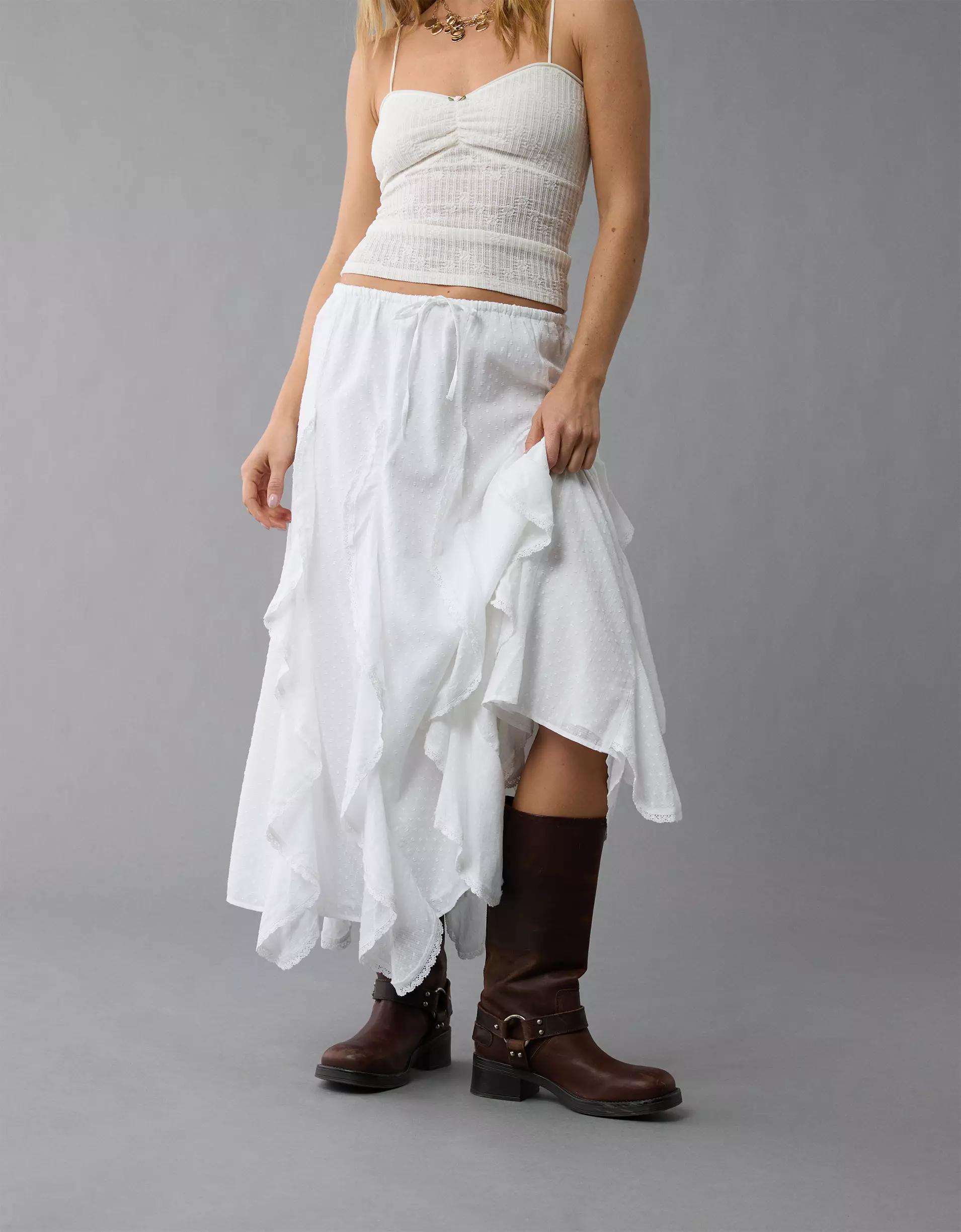 AE High-Waisted Cascade Ruffle Maxi Skirt Product Image