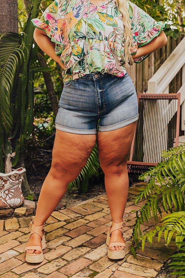 KanCan Taylor High Waist Shorts in Medium Wash Curves Product Image