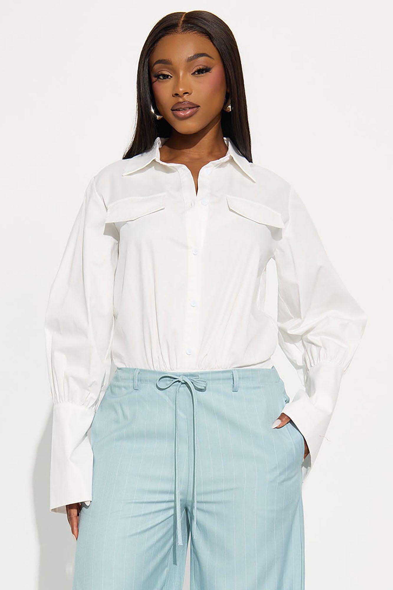 Be The Vibe Poplin Bodysuit - White Female Product Image