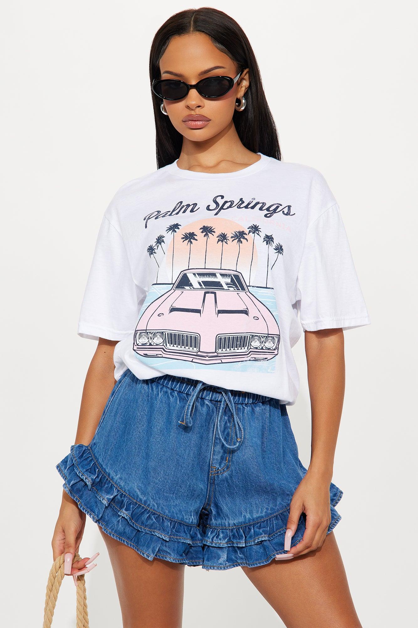 Palm Springs Car Tee - White Female Product Image