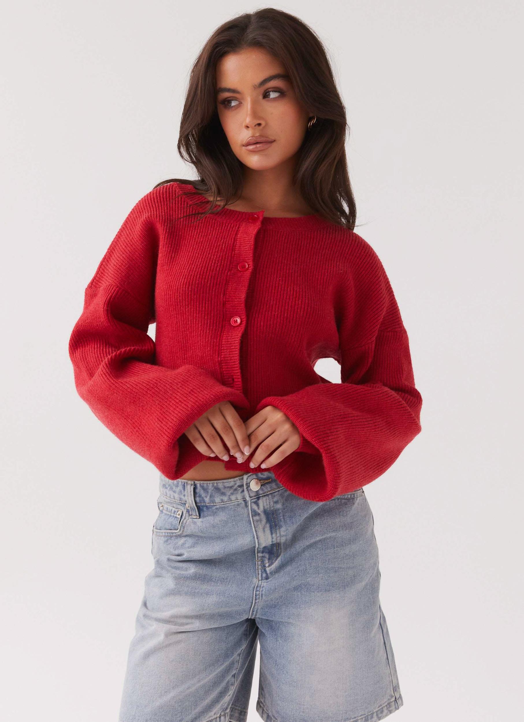 Daphne Knit Cardigan - Cherry Product Image