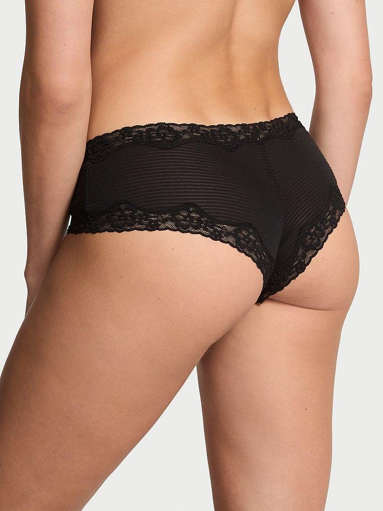 Cotton Shadow Stripe Lace-Waist Cheeky Panty Product Image