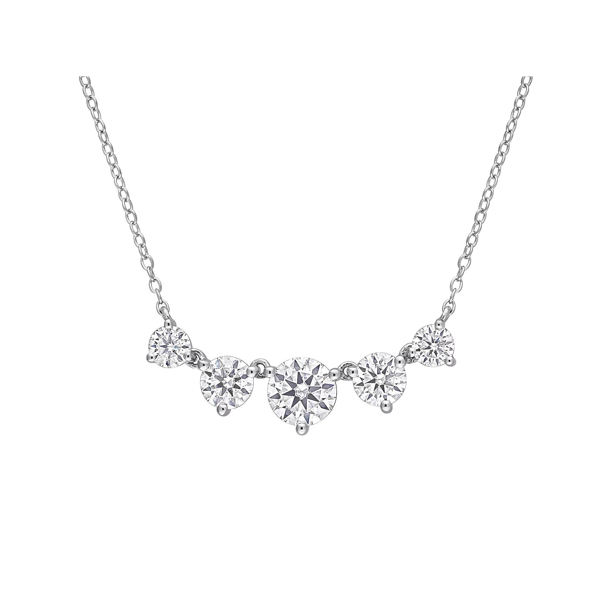 Stella Grace Sterling Silver 2 1/2 Carat T.W. Lab-Created Moissanite Multi-Stone Necklace, Women's, Size: 17" Product Image
