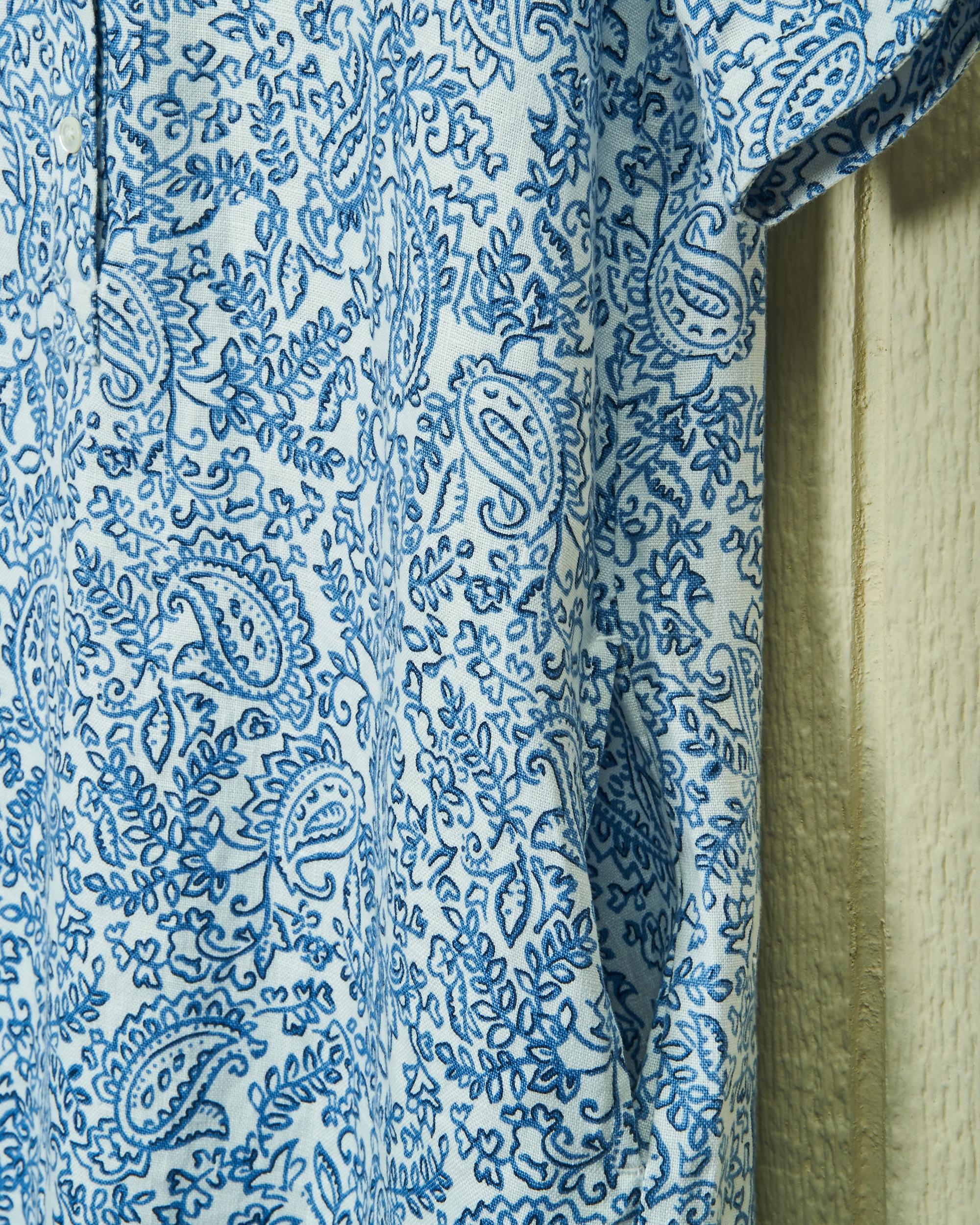 Beach Coverup in Atlantic Blue Paisley Linen Product Image