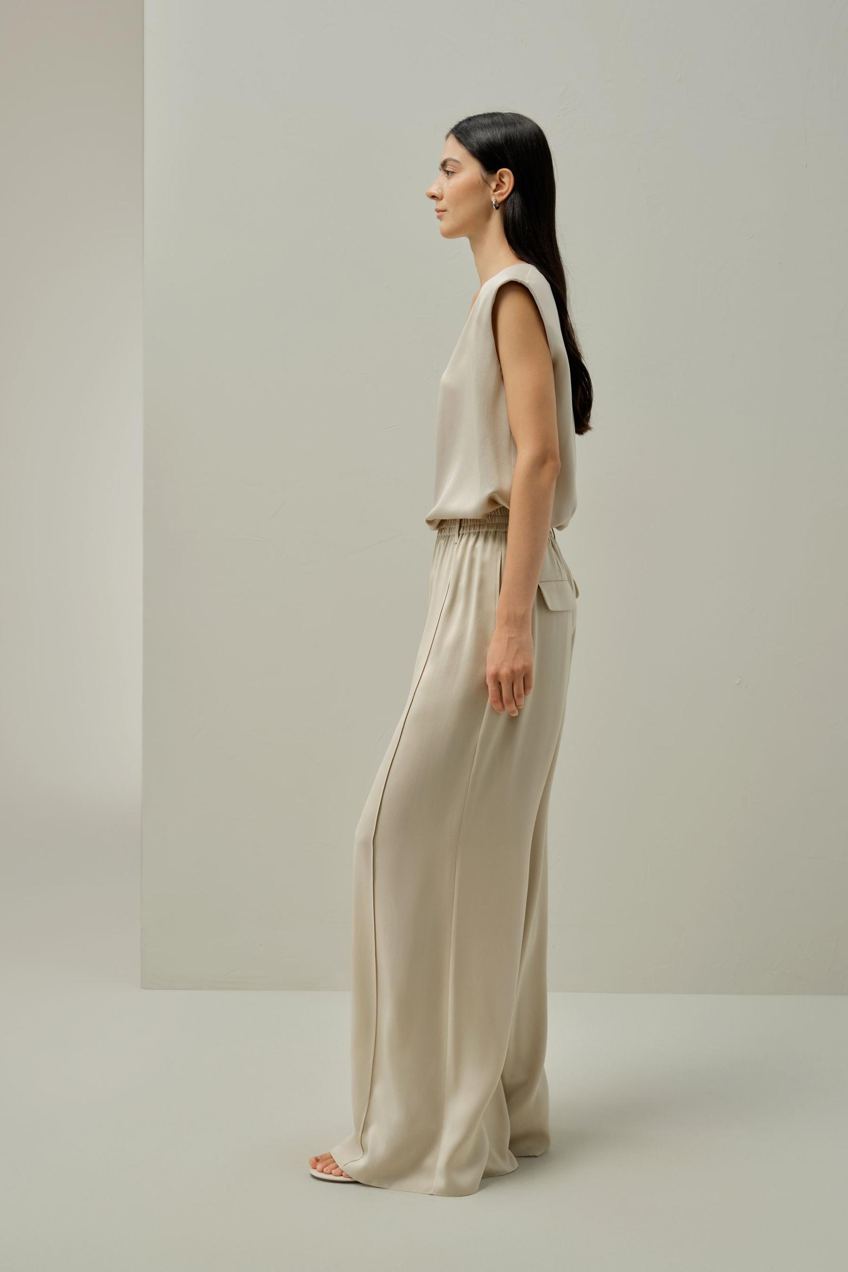 LILYSILK x Melissa Murrell Silk Suede Wide-Leg Pants Product Image