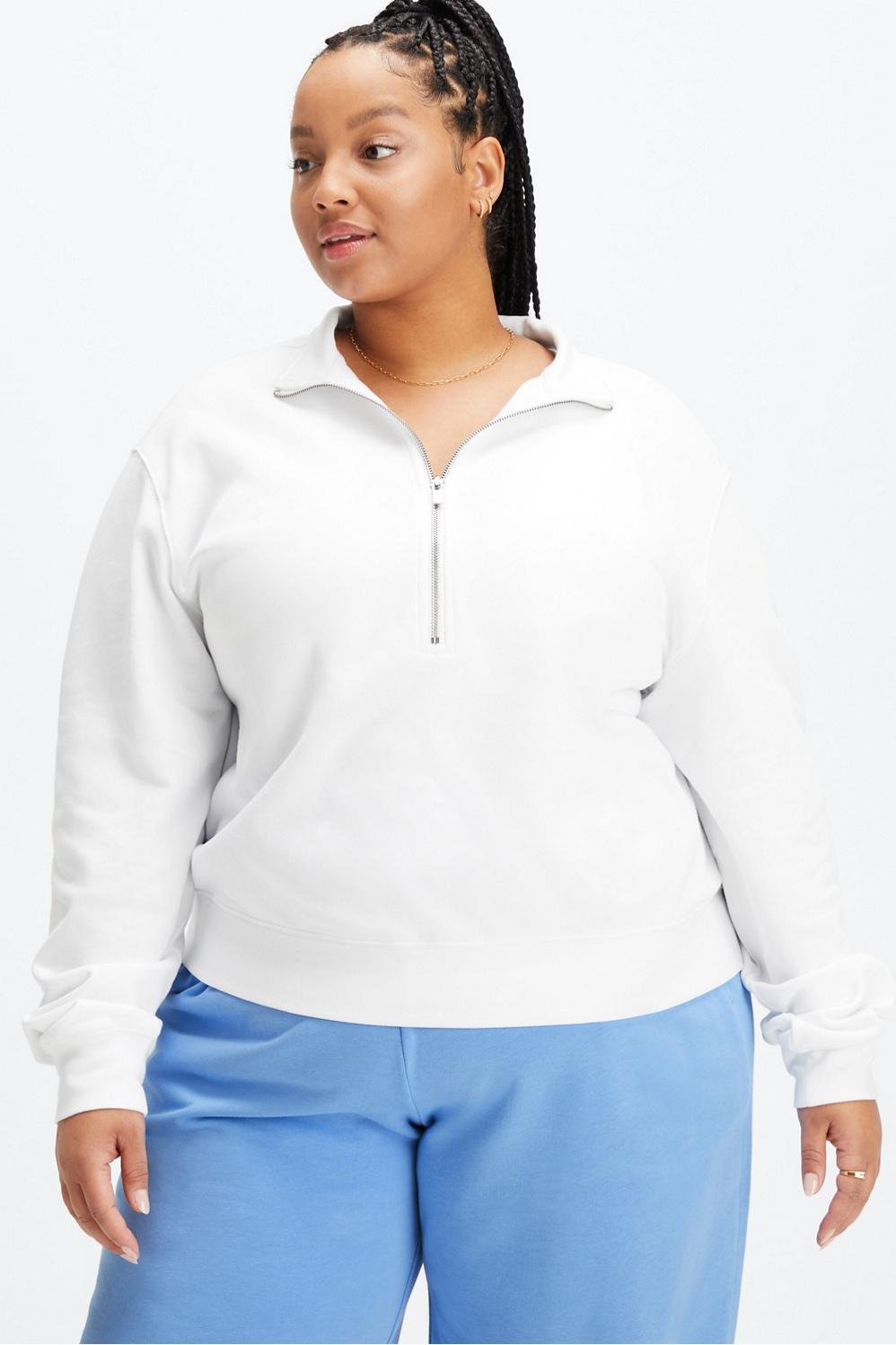 Fabletics Lightweight Go-To Half Zip Sweatshirt Womens white Size XL Product Image