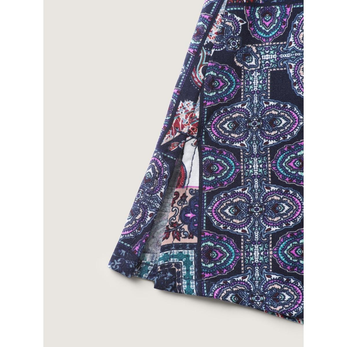 Plus Size Rayon Floral Contrast Collage Tank Top Women Multicolor Boho V-neck Vacation Tank Tops Camis BloomChic 28/5X Product Image