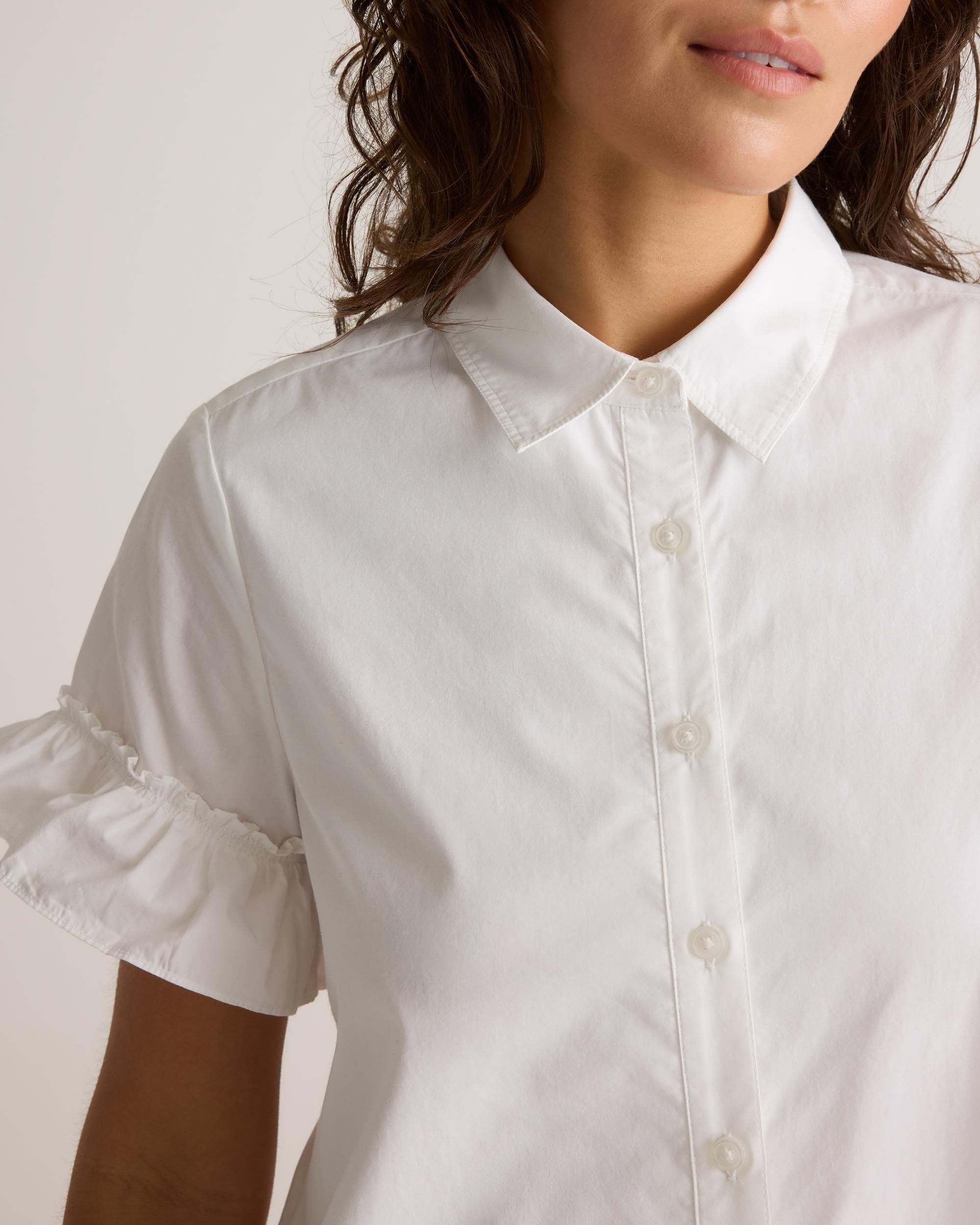 Quince | Women's Poplin Short Sleeve Ruffle Shirt Dress Organic Cotton Product Image
