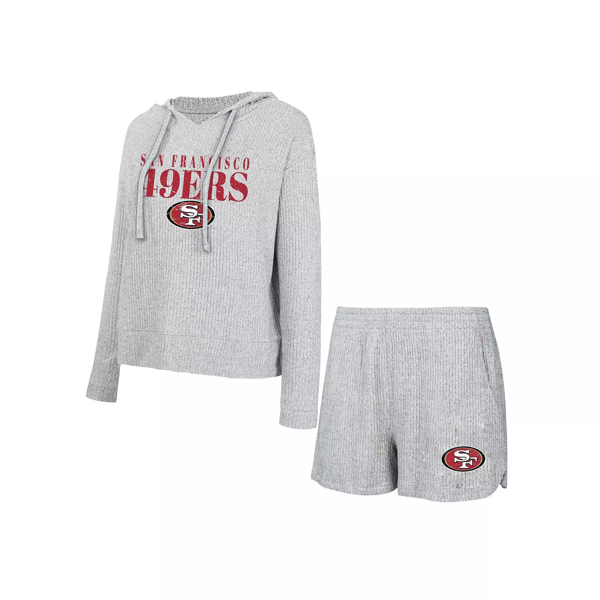 Women's Concepts Sport Gray San Francisco 49ers Juniper Long Sleeve Hoodie T-Shirt & Shorts Set,  Product Image