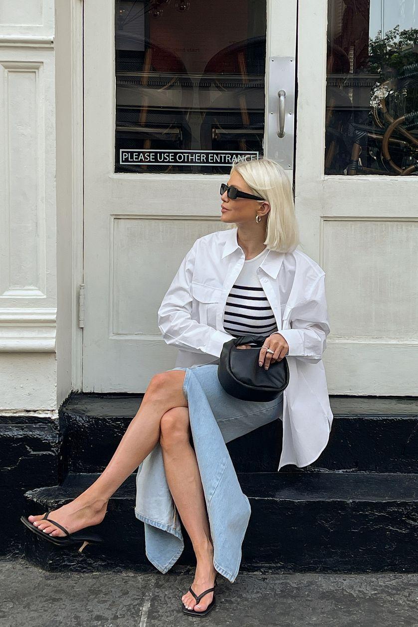 Slit Detailed Maxi Denim Skirt Product Image