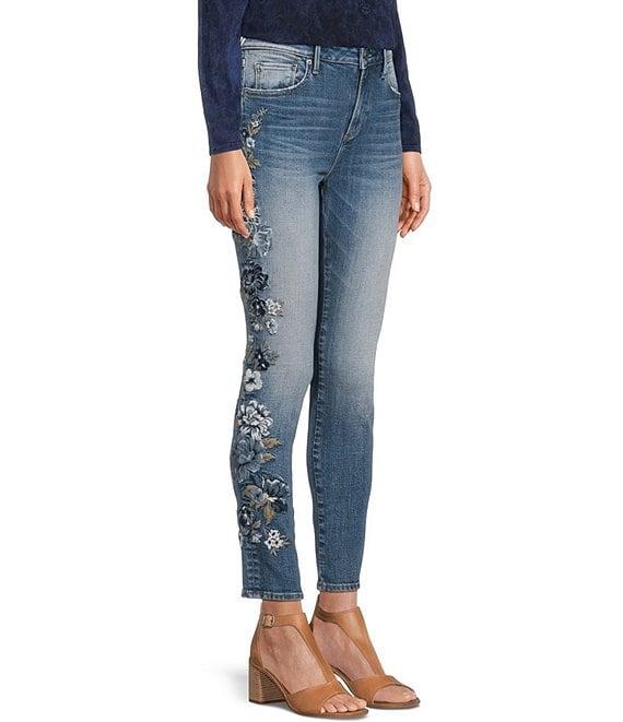 Driftwood X Bluebell Fleur Jackie Floral Embroidered High Rise Skinny Jeans Product Image