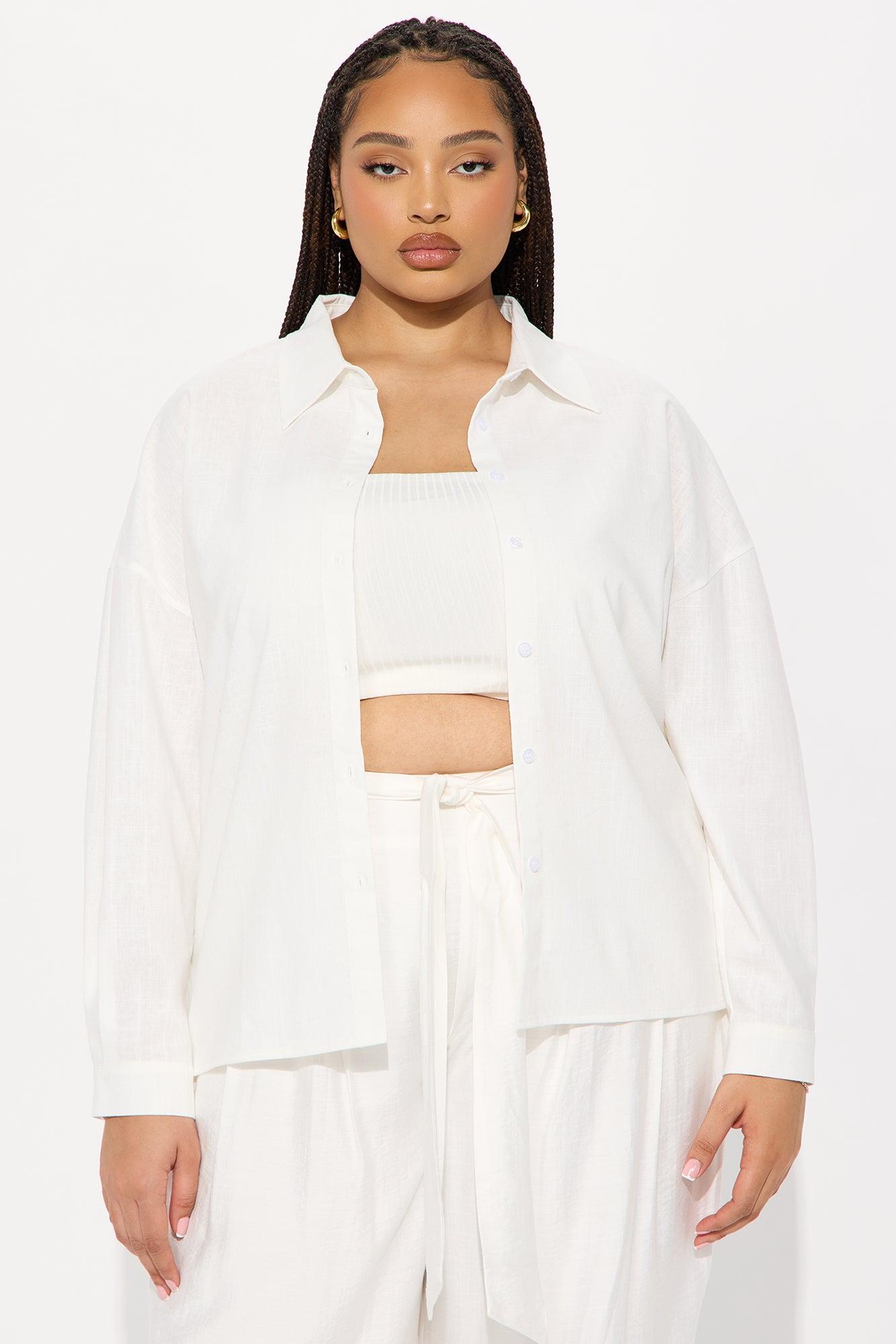 Summer Somewhere Linen Shirt - White Female Product Image