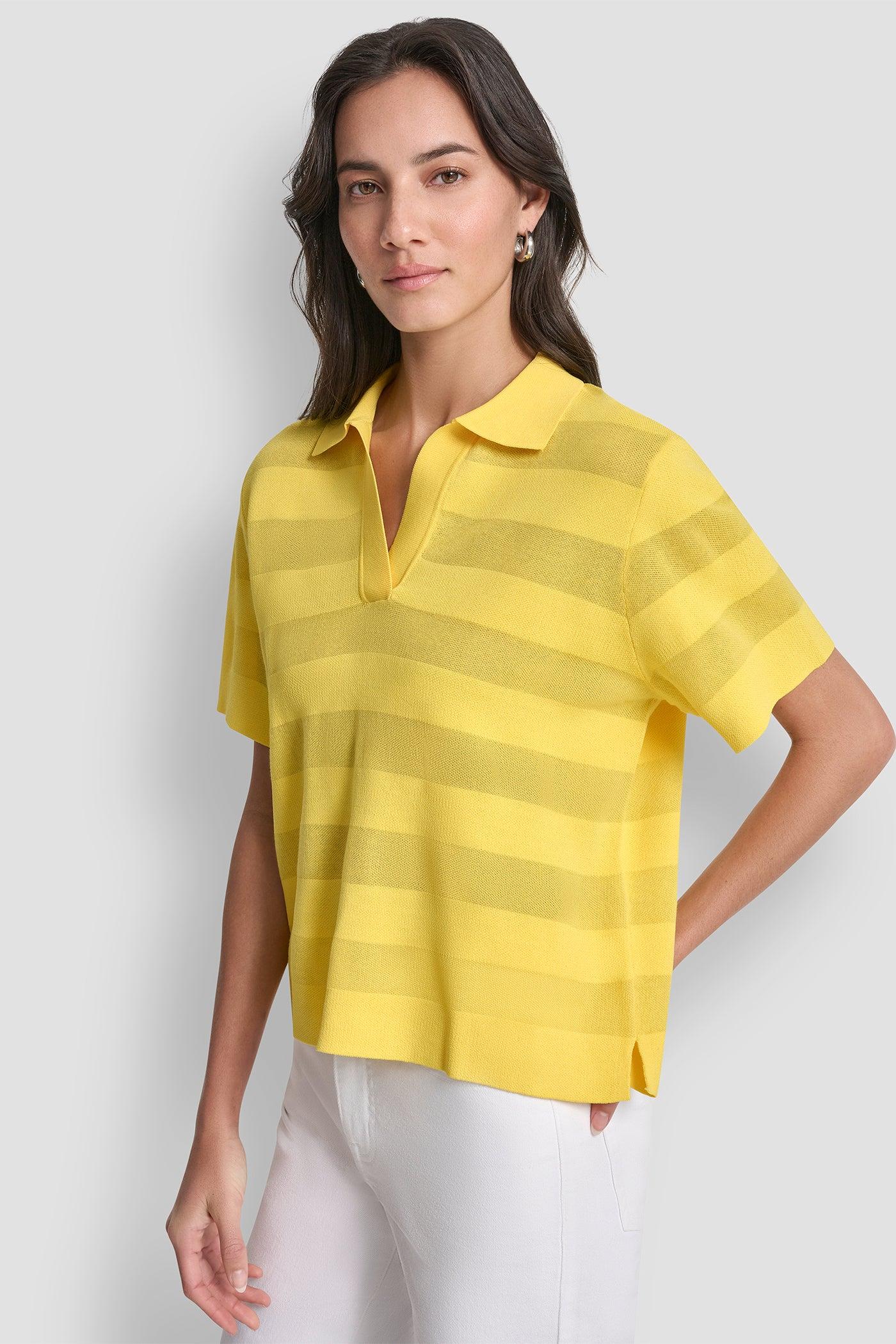 SHEER STRIPED POLO SWEATER Product Image
