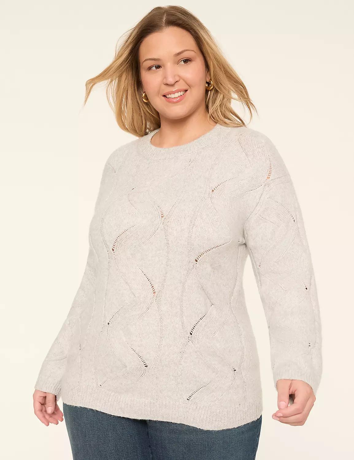 Relaxed Pointelle-Stitch Pullover Sweater Product Image