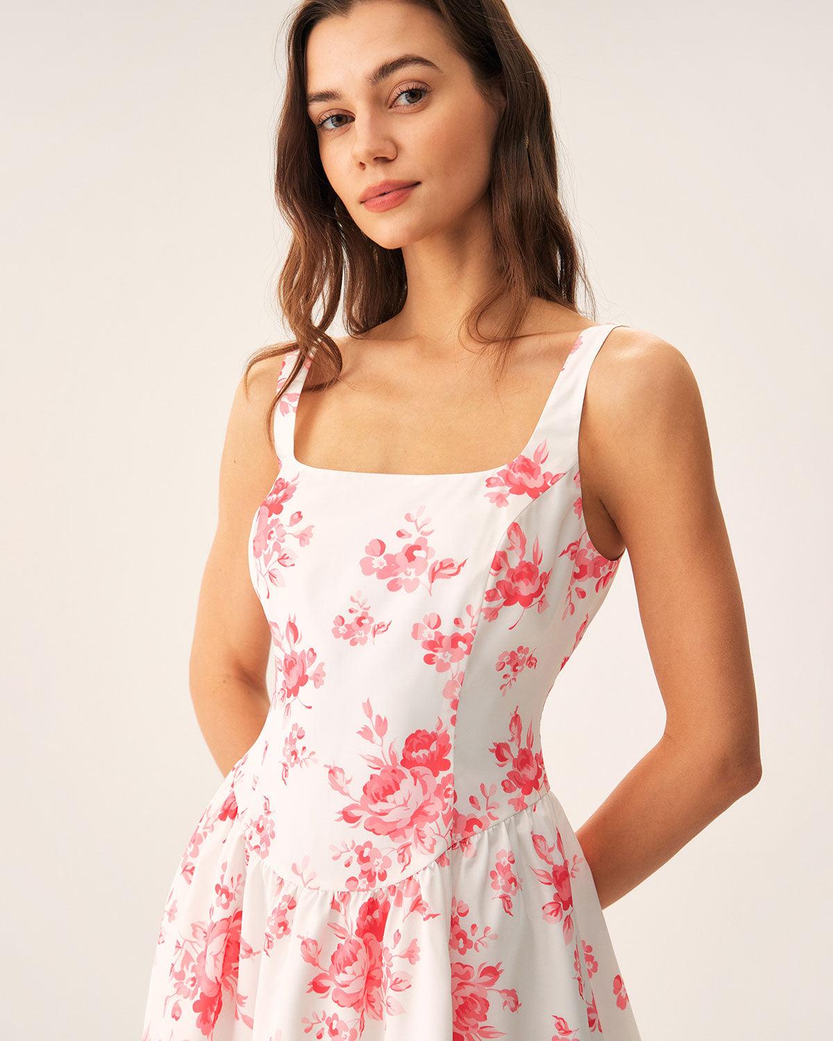 Pink Floral Ruched Mini Dress Product Image