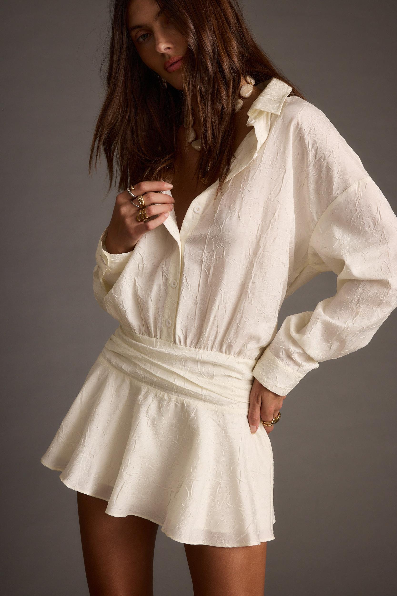 Lennox Ivory Drop Waist Micro Mini Dress Product Image