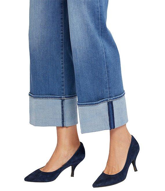 NYDJ Teresa Stretch Denim Wide Leg Cuffed Ankle Jeans Product Image