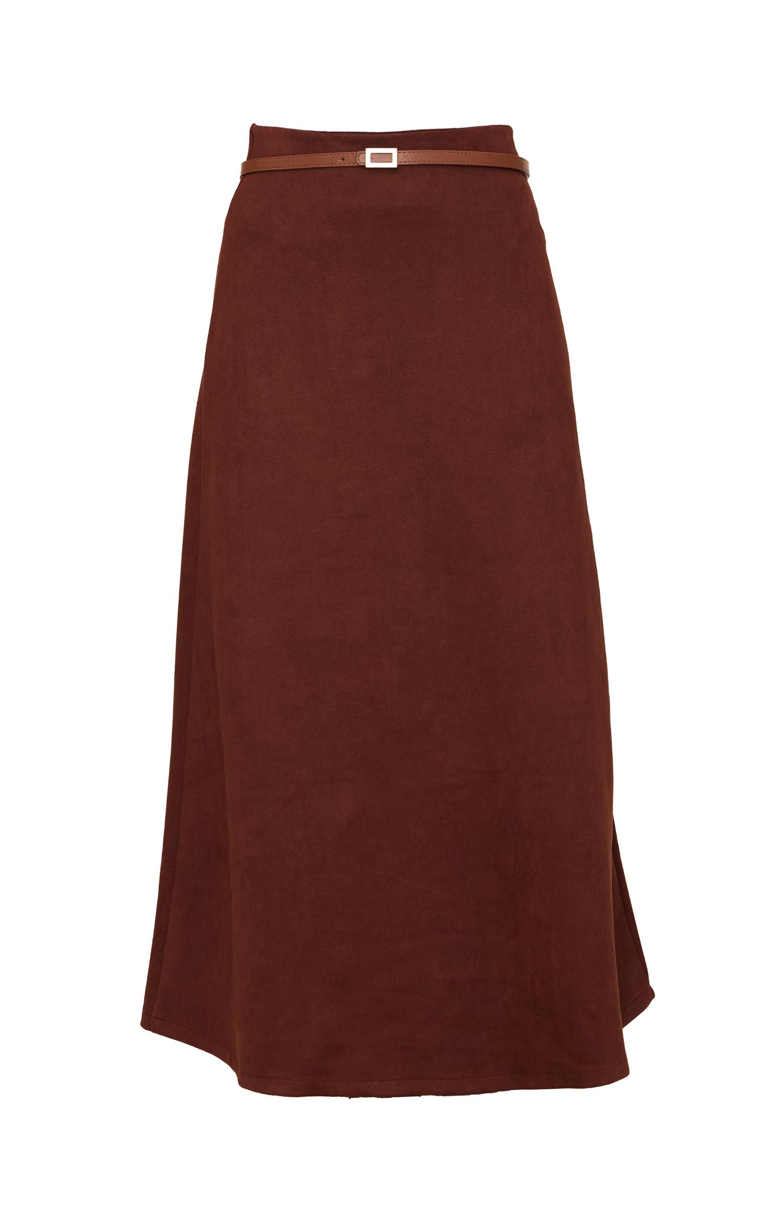 Chocolate Faux Suede Flippy Maxi Skirt Product Image