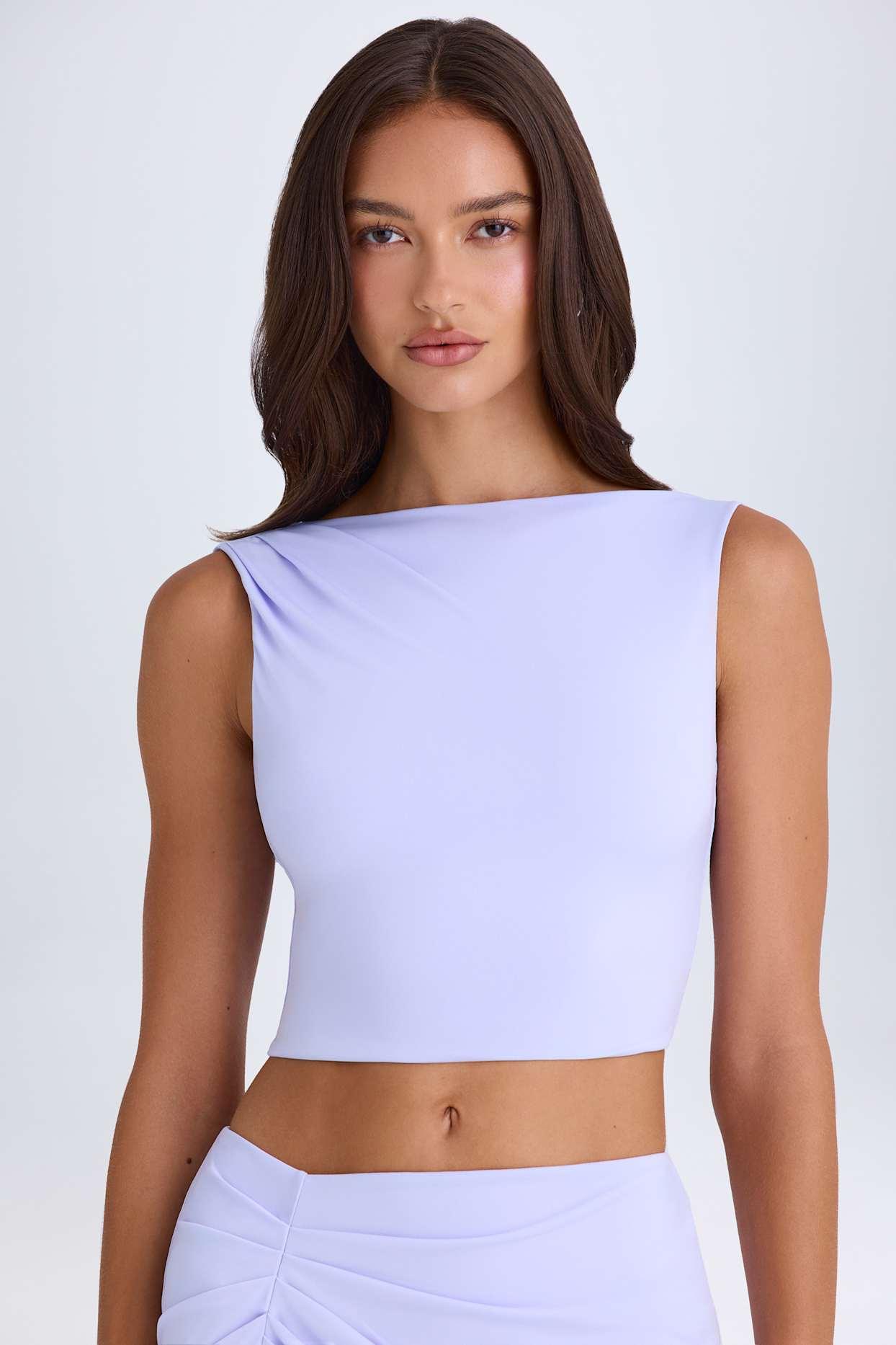 Draped Open-Back Tank Top in Soft Lilac Product Image