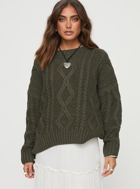 Anaya Oversized Sweater Olive Product Image