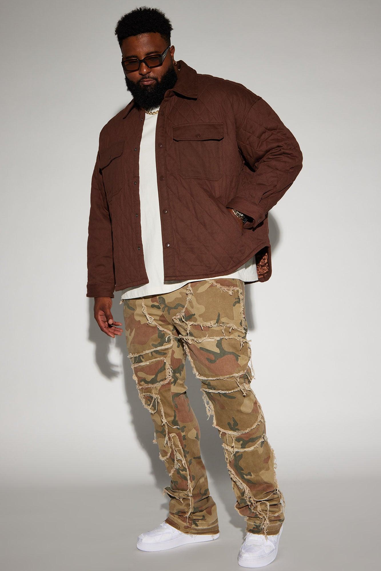 Patch It Up Stacked Skinny Flare Pants - Brown/combo Product Image