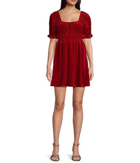 Copper Key Velvet Elastic Short Sleeve Dress Product Image