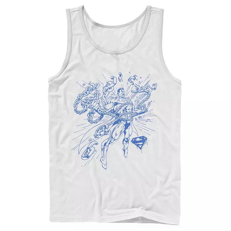 Men's DC Comics Superman Break Chains Outlined Comic Poster Tank Top,  Product Image