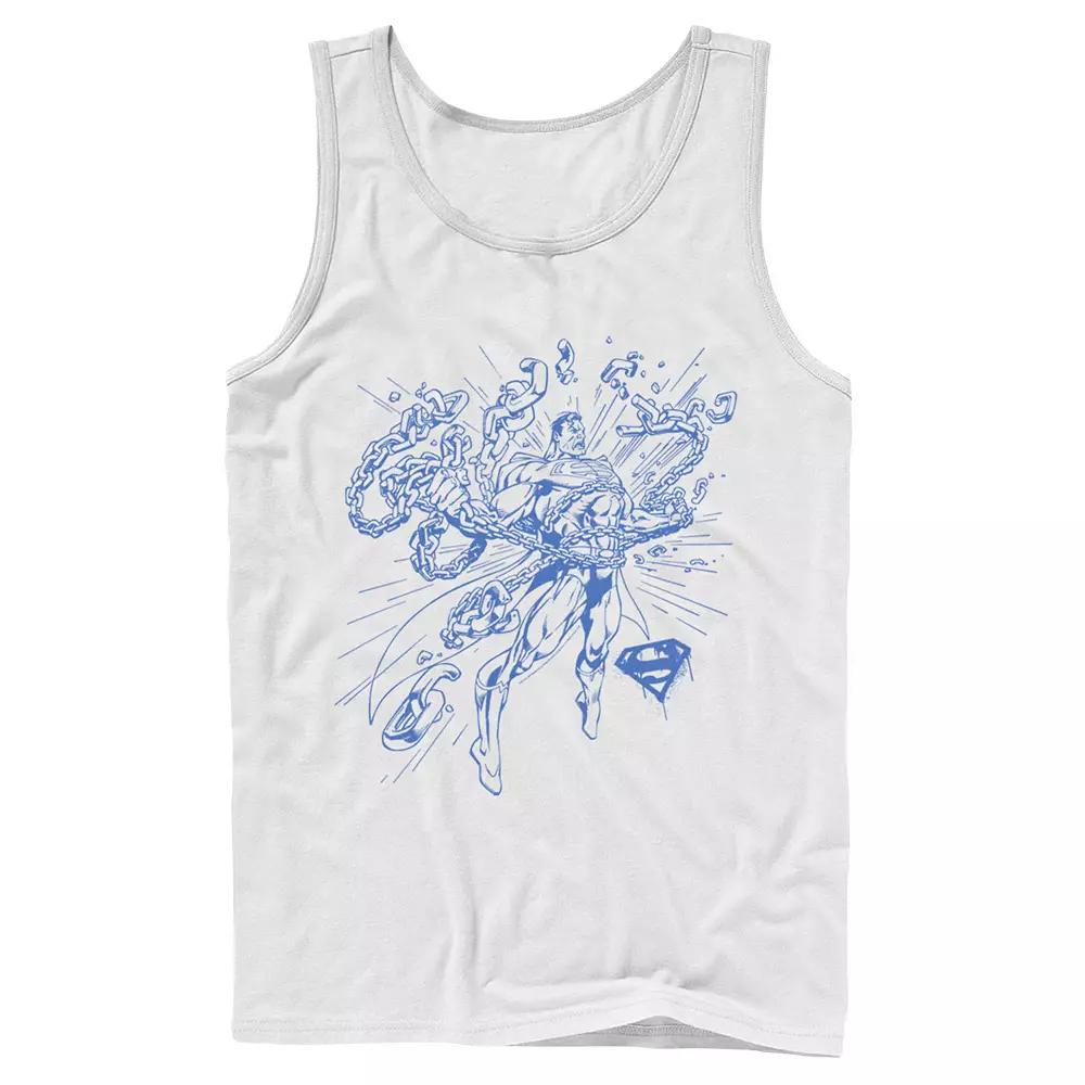 Men's DC Comics Superman Break Chains Outlined Comic Poster Tank Top,  Product Image