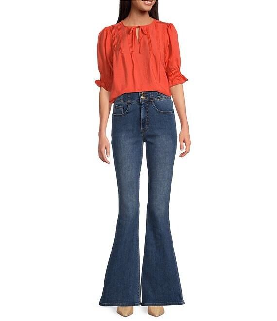 Sam Edelman Marlie V-Neck Short Sleeve Pleated Blouse Product Image