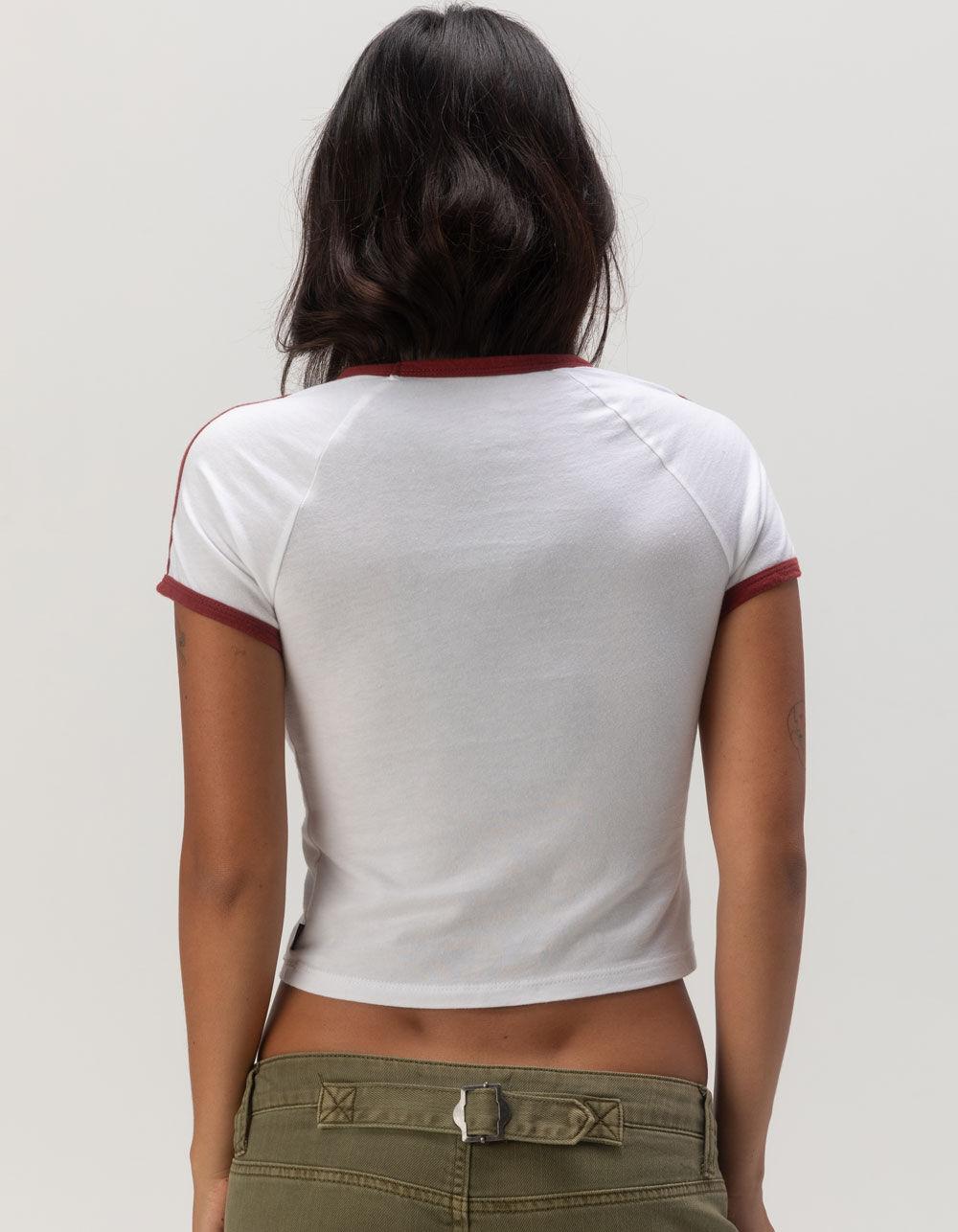 FIVESTAR GENERAL CO. Paris Womens Crop Ringer Tee - WHITE Product Image