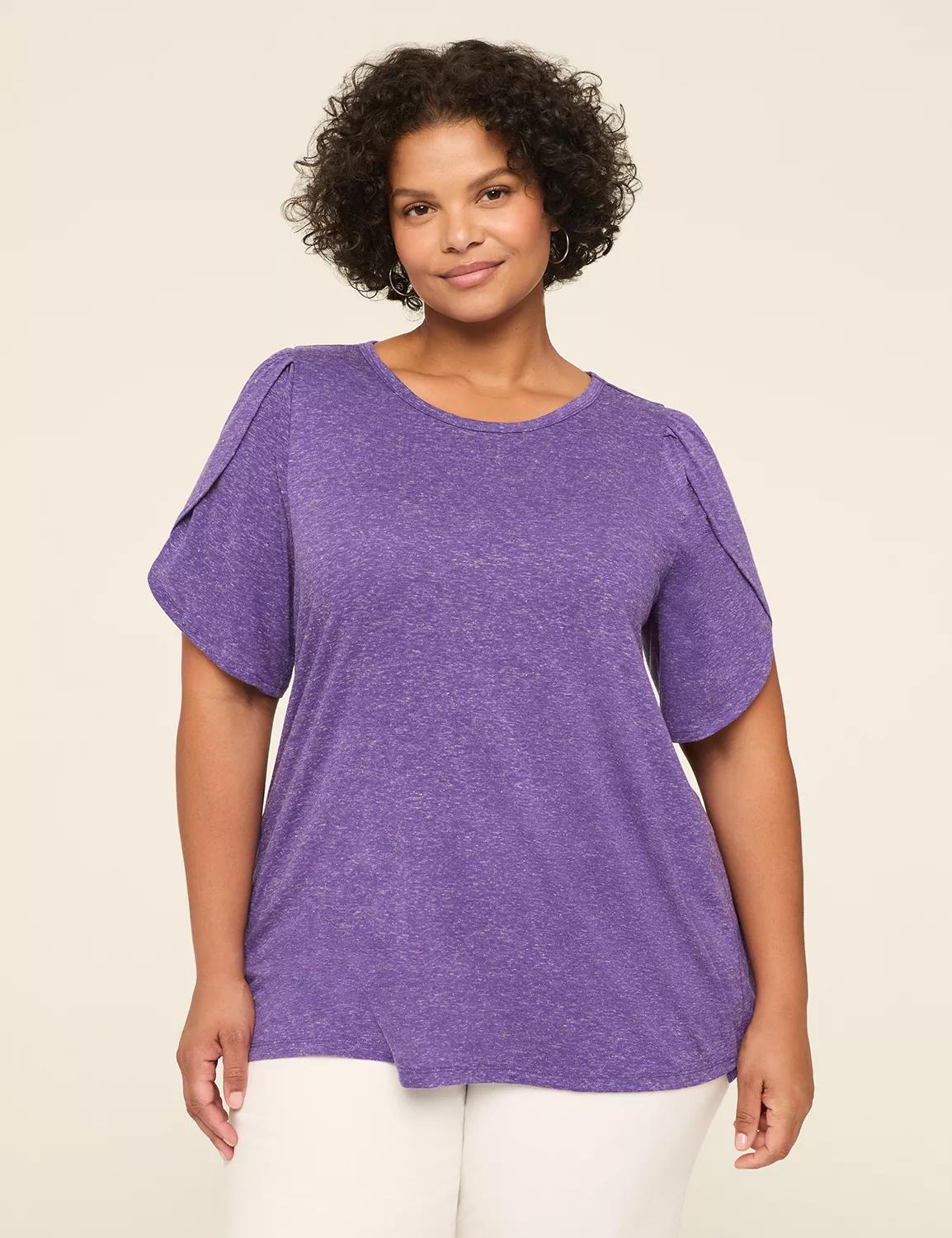 Knit Linen Tulip-Sleeve Top Product Image