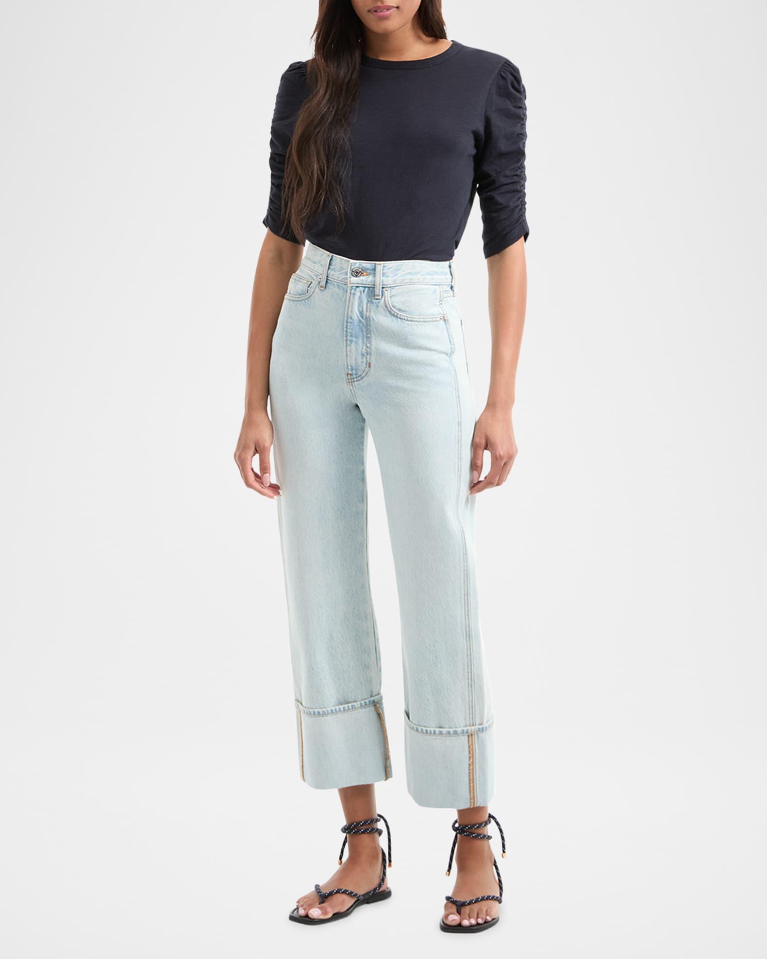 Dylan High-Rise Straight Cuffed Ankle Jeans Product Image